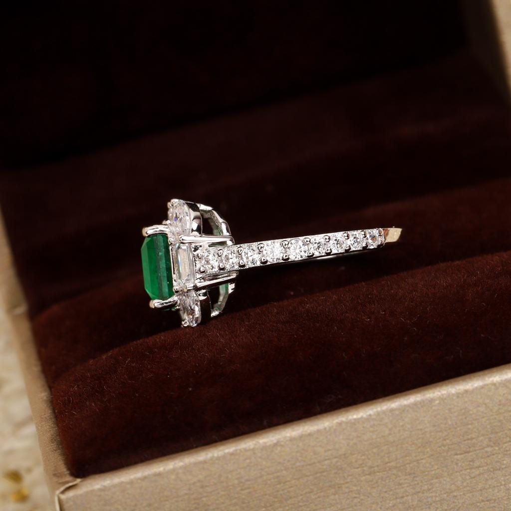 Smaragdový diamantový prsten z čistého stříbra 925, velikost 6-7-8, 18karátové pravé zlato, galvanicky pokovené, luxusní šperky, pokovené šperky vysoké kvality