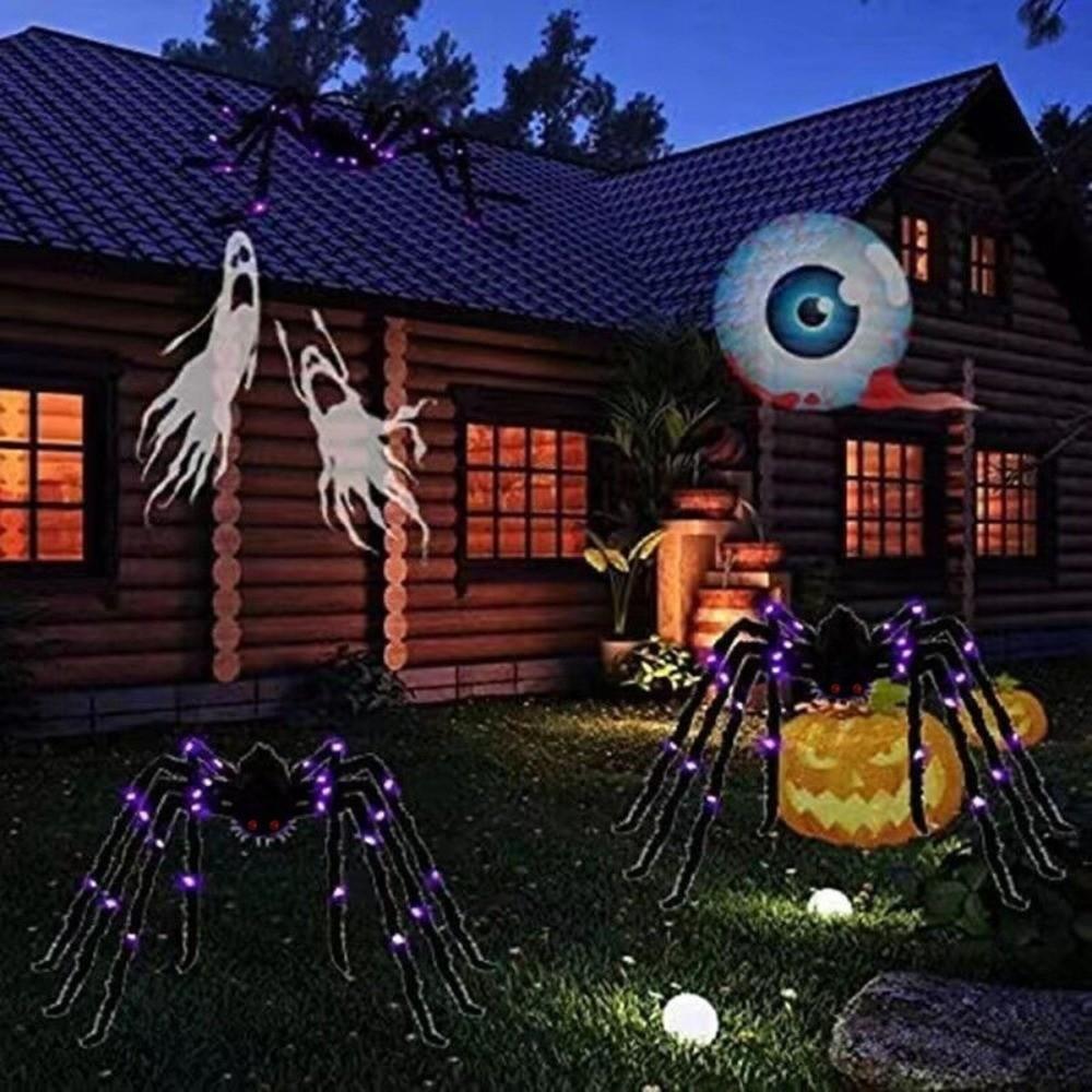 LED Lights Halloween Light Up Spider Decoration Purple Giant Spider Prop Halloween Decorating