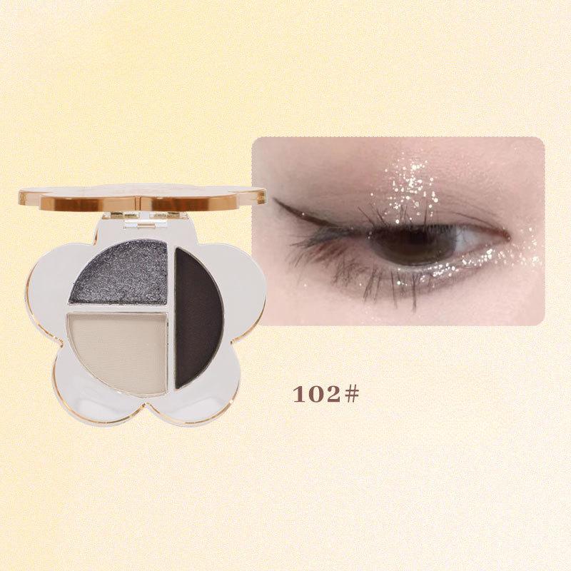 Neuer Lidschatten mit kleiner Blume, matt, Perlglanz, feinem Glitzer, superheißer Erd-Mehrfarben-Lidschatten