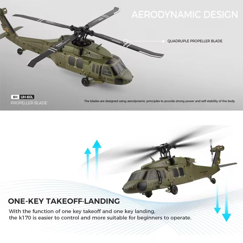 WLtoys K170 RC Helicopter 2.4G 6-Aixs Gyroscope 4CH Altitude Hold Optical Flow Remote Control Helicopter Toys Gifts For Children