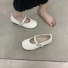 2025 Sommer neue Mary Jane Schuhe Damenschuhe tragen Ein-Wort-Schnalle mit weicher Sohle kleiner duftender Wind flacher Mund Einzelne Schuhe