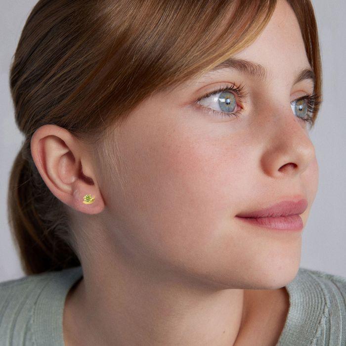 Boucles D'oreilles - LUXENTER - Aysma - Argent 925 - Zircon Vert - Or Jaune 18k