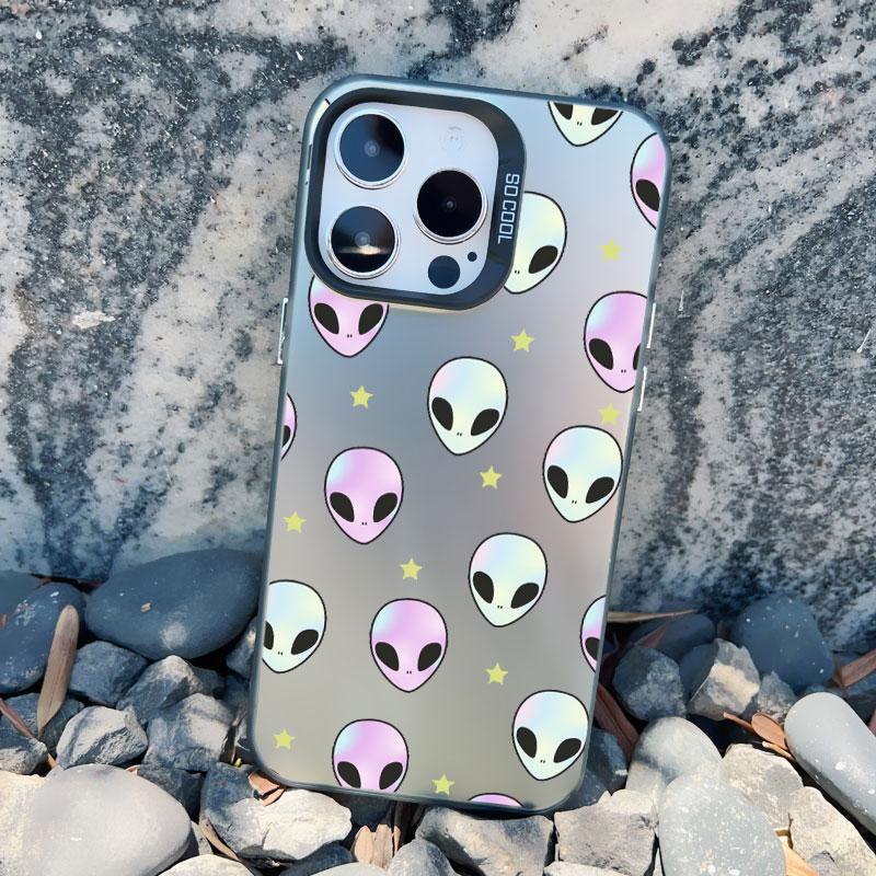 Funny Cartoon Alien Laser Phone Case for iPhone 14 11 Pro Max 16 15 Pro Max 13 12 Mini Pro Max 15 14 Plus Shockproof Cover Funda