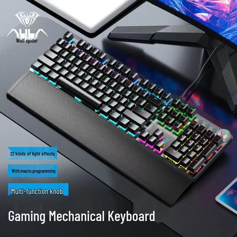 Wolf Spider F2088 Mechanical Gaming Keyboard, Blue Switch, with Wrist Rest for Esports and Home Desktop Use.