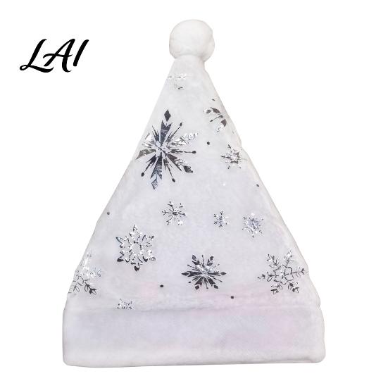 Soft Polyester Christmas Cap Snowflake Sequin Adults Plush for Santa Hat with Faux Holiday Celebration