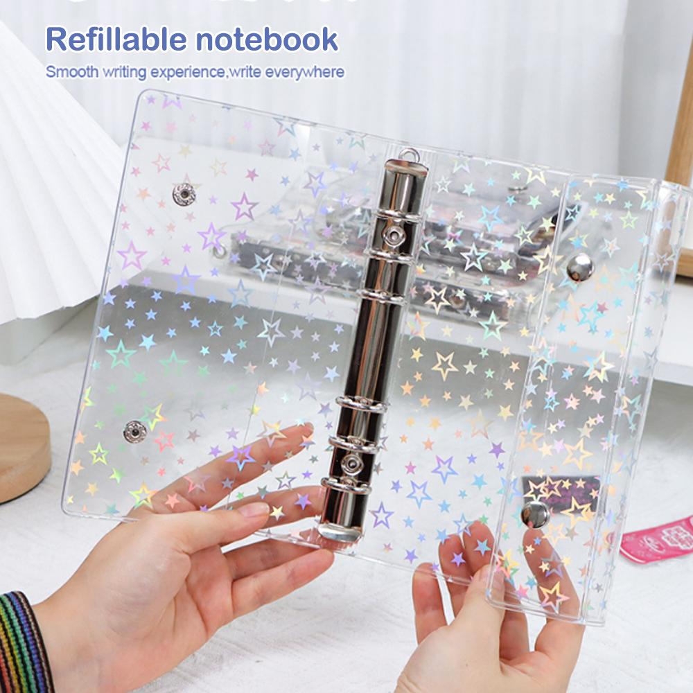 M5 A6 A7 Transparent Laser Stern Loseblatt Binderhülle Skizzenbuch Tagebuch Bürobedarf Glitzer Schreibwaren Binder Notizbuch