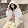Autumn and Winter New Mink Velvet Imitation Fur Coat Women's Embossed Hooded Fashion Rabbit Fur Medium and Long Fur Coat