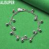 925 Sterling Silver Charming Side Chain Bell Bracelet Gift Jewelry