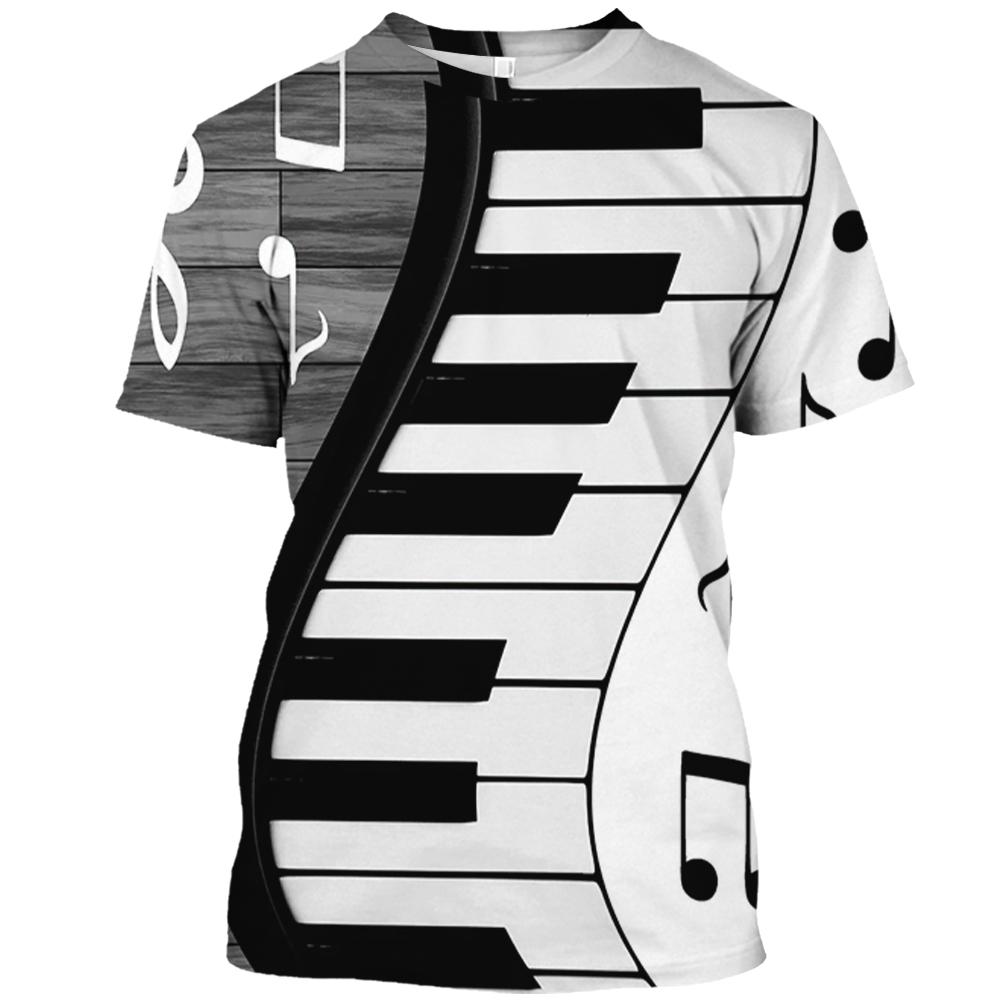Piano Notes 3D Tricou pentru bărbați, cu uscare rapidă, la modă de vară, ocazional, pentru bărbați, cu mânecă scurtă, unisex, pentru femei, tricou Top