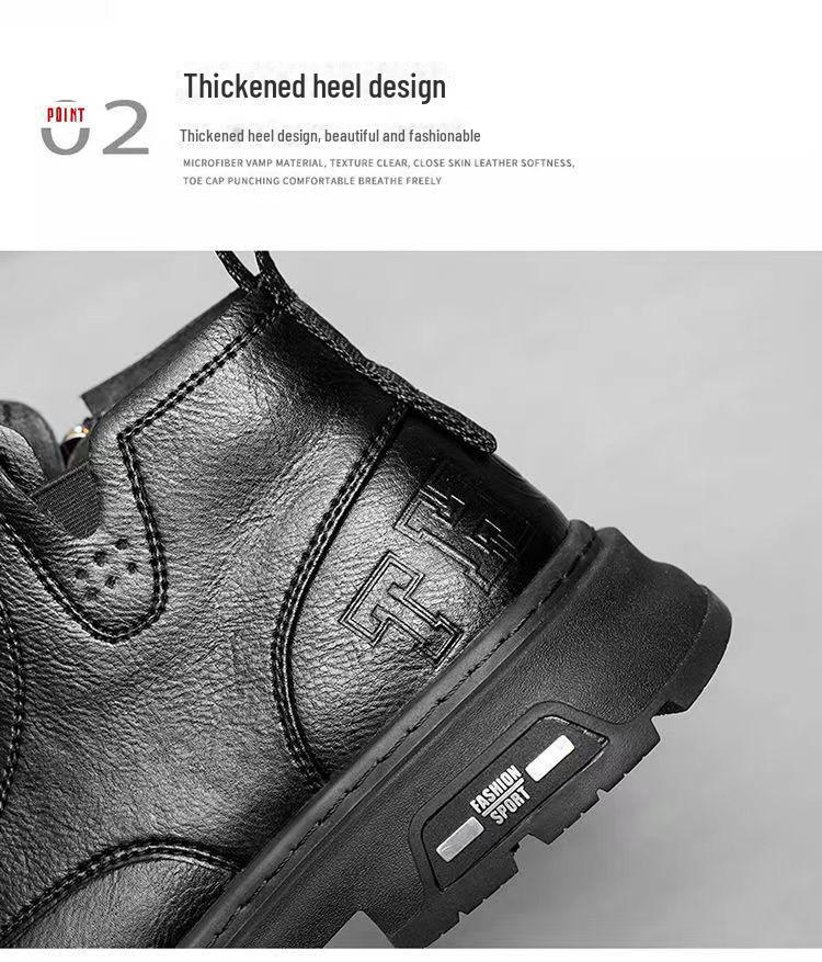 Men's Retro British-Style High-Top Leather Boots: Breathable, Trendy, Versatile Martin Boots with Thick Soles