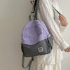 Women Contrast Color Backpack Junior High School Student Travel Small Schoolbag