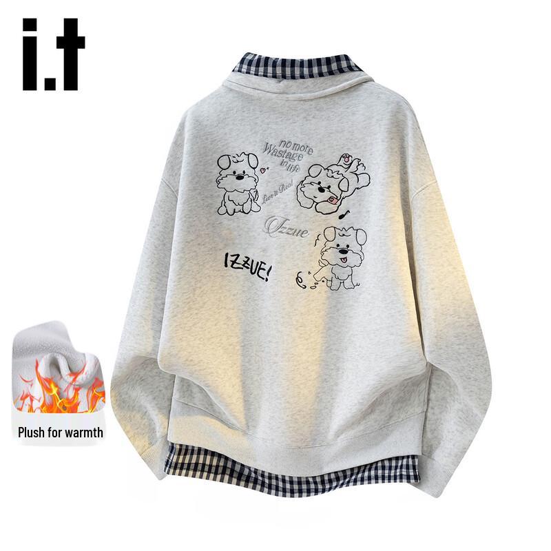 Izzue IT Women's Cartoon Embroidered Fleece-Lined Sweatshirt
