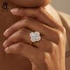 ORSA JEWELS Brilliant 925 Sterling Silver D Color Clover Moissanite Diamand Ring for Women Luxury Party Wedding Jewelry MOR18