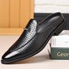 Dynamic Half Slippers Men's Heel-less Business Casual Leather Shoes Men's Leather Lazy Foot Cover Hollow Hole Bag Head Sandals