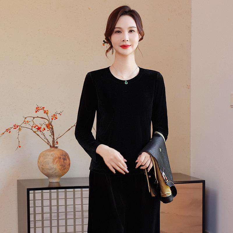 

Mom s Autumn Festival Velvet-Lined Vest & Wide-Leg Pants Set 4XL