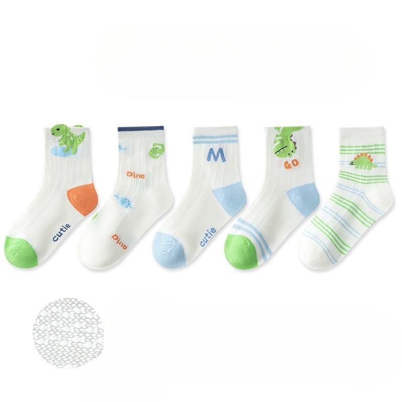 1-15 Years Children 5 Pairs Socks Spring and Summer Thin Mesh Crew Socks