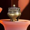 Mini Tripod Incense Burner Antique Style Brass Finger Tip Small Censer for Home Decor Meditation Zen Desk Altar
