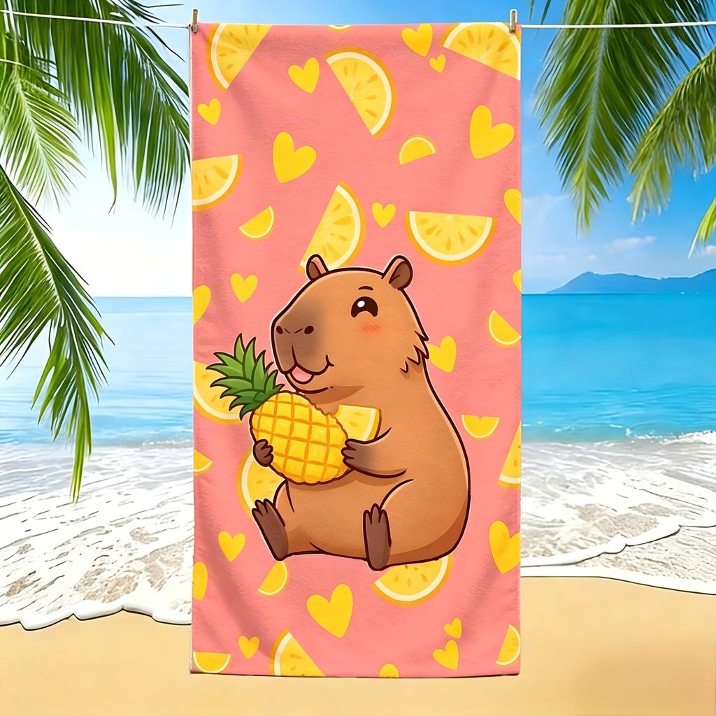 Tropische Wassermelone Capybara Mikrofaser Strandtuch Schnelltrocknendes Strandtuch Sommerhandtuch Großes Poolhandtuch Saugfähige Badeplane