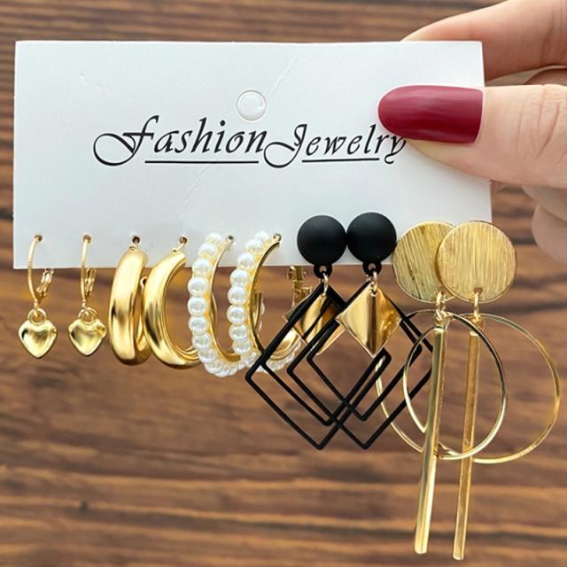 Tone Color Snake Drop Earrings Set Geometric Long Tassel Dangle Earrings Set For Women Of Earrings JewelryGeometric Drop