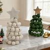 Nordic Wooden Spiral Christmas Tree Ornament Rustic Beaded Boho Christmas Tree Figurine for Home Office Farmhouse Centerpiece