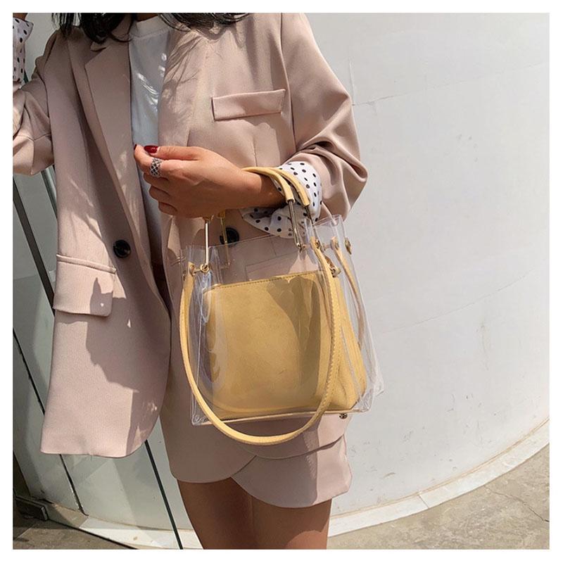 IELGY PVC, Soft surface Women s messenger bag Casual Fashion Soft surface White Transparent One shoulder Commuting