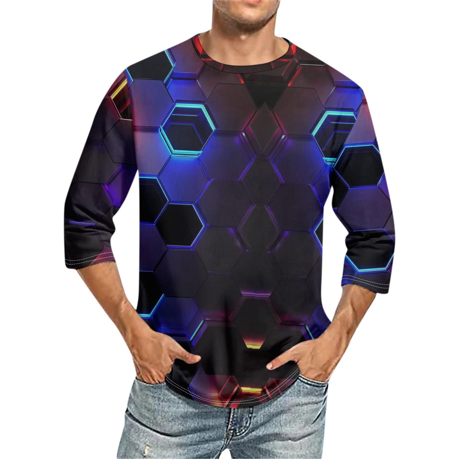 

Мужская однотонная футболка с круглым вырезом и рукавами три четверти M коричневый