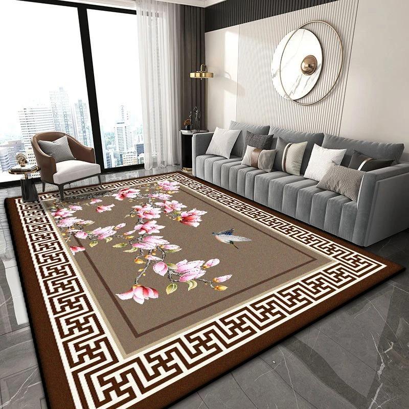 Chinese Classical Rug for Easy-Clean Living Room Coffee Table and Bedroom Cloakroom Non-Slip Decor