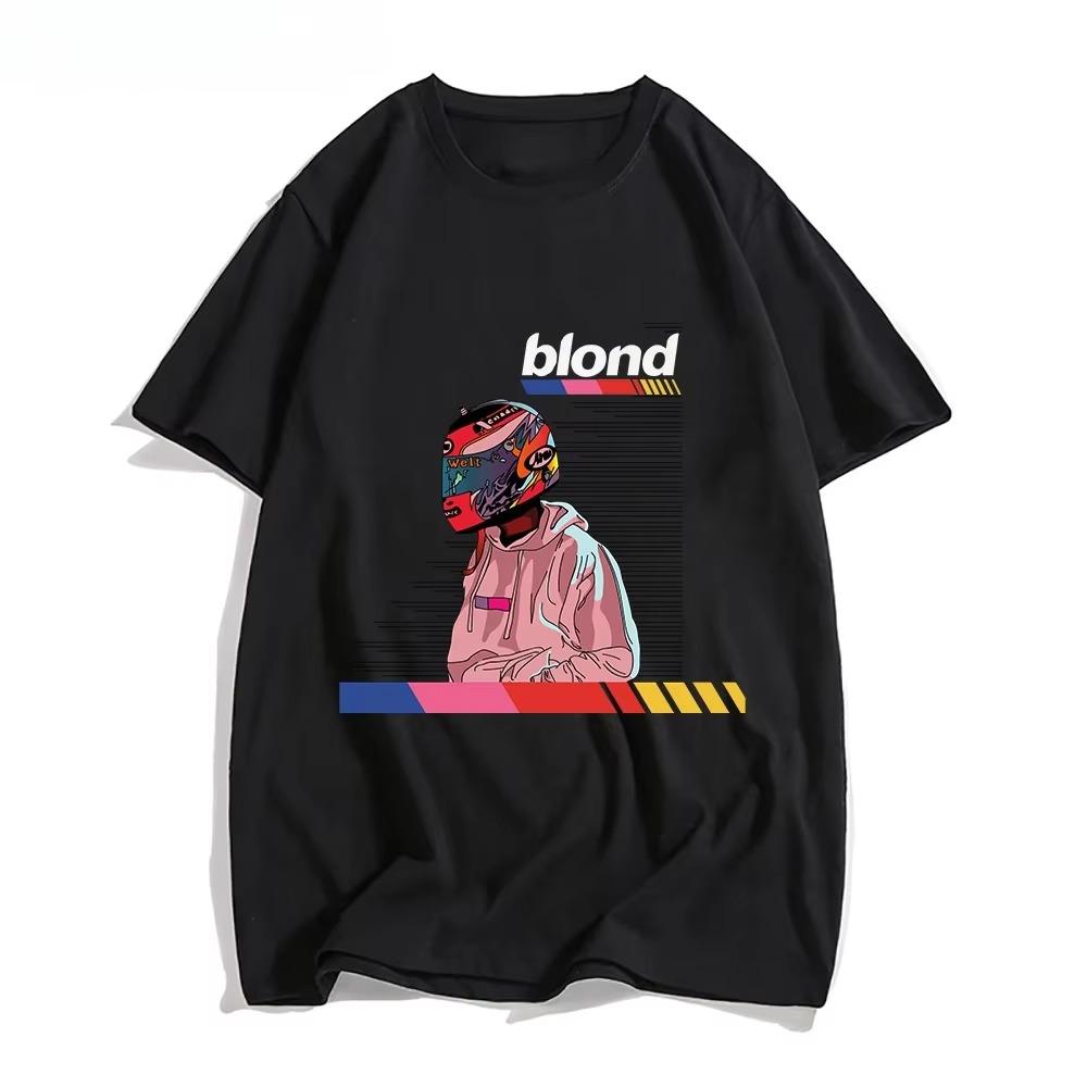 

МУЖСКИЕ футболки Красивые футболки Буквы Чувство дизайна Манга/Комиксы Топы с круглым вырезом Фрэнк О-Оушен Блондин R&B Музыка Футболки XXXXXL чёрный