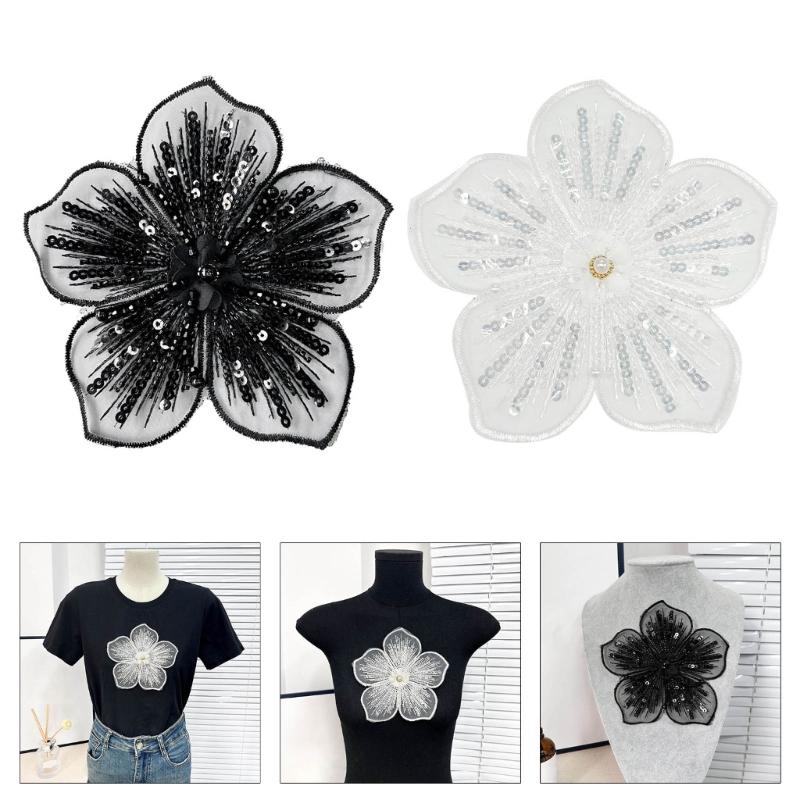 Polyester Flower Embroidery Mend Apparel Repair Mend Polyester Texture Suitable for Clothing and Craft Projects