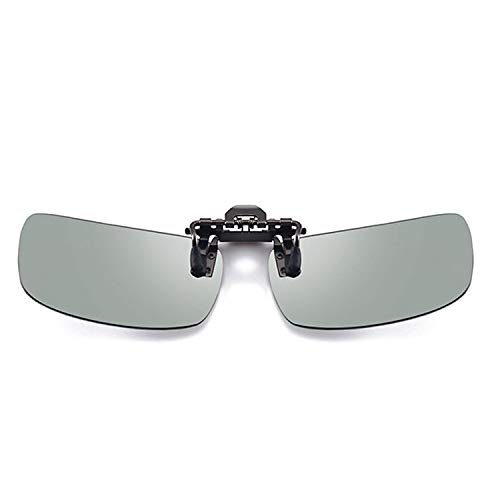 PLOPLO Photochromic Clip-On Sunglasses for Wearing Over Glasses, Polarized, Flip-Up Clip-On Style, Polarized Lenses, Clip-on Sunglasses (Black)