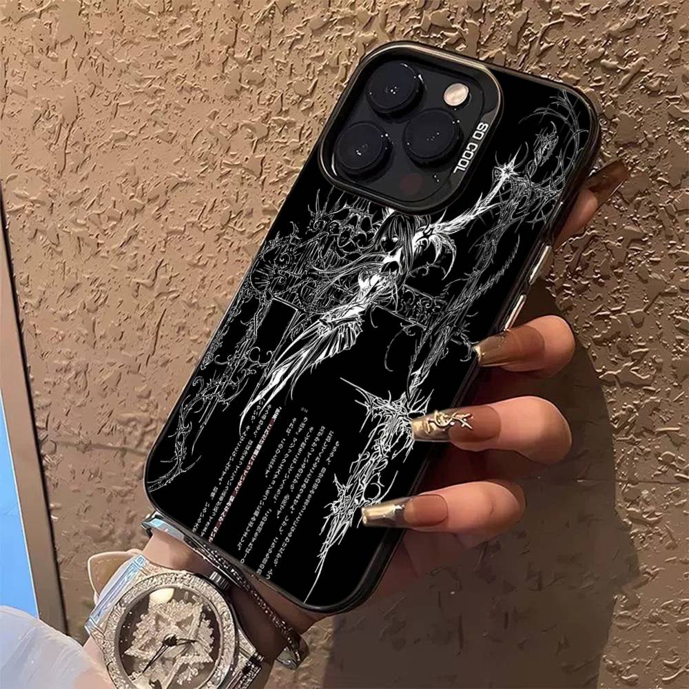Gothic Cyber Sigil Cross Colorful Phone Case For iPhone 17 16 15 14 13 12 11 Pro Max Plus Matte Cover
