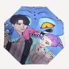 1pc Outdoor Umbrella with Cute Monster and Couple Print - Automatic Opening/Closing, Portable Tri-Fold Design, 8-Rib Iron Frame - Perfect Gift fo