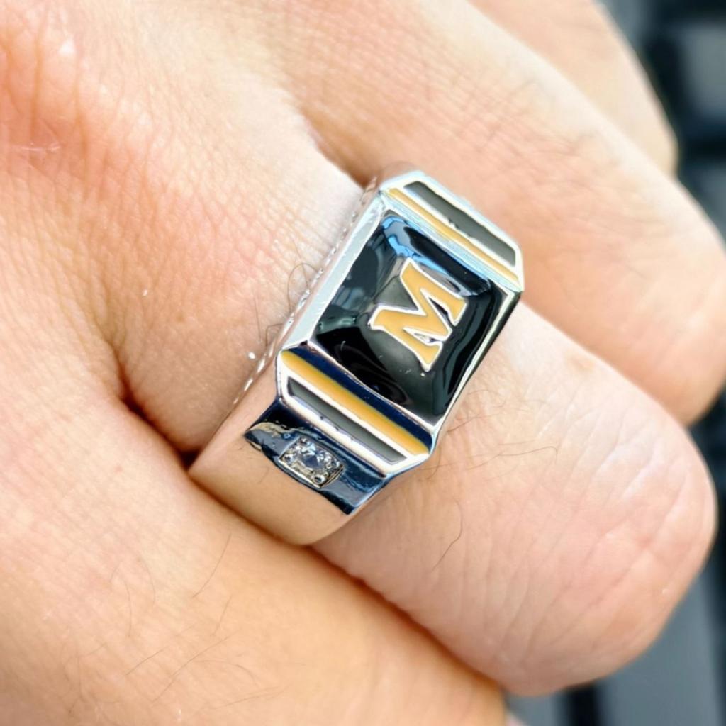 Antique Distressed Two Tone Silver Men's Wide Band Ring