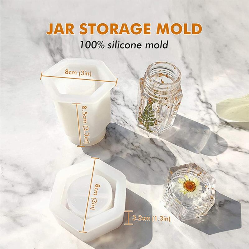 Resin Molds for Large Hexagon Jar and Spice Grinder Mills Grinder Epoxy Casting Silicone Mould for DIY Herb Crusher
