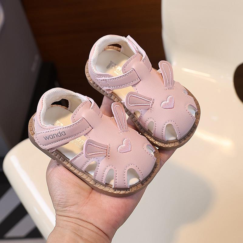 

Summer princess-style hollow closed-toe baby walking shoes, fashionable bunny ear soft-soled beach sandals for girls, children s sandals. 26