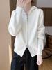 Women's 100% Wool Double Zipper Hooded Knit Cardigan with Raglan Sleeves