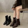 High-heeled Martin boots women's autumn and winter new temperament French niche bare boots cycling boots