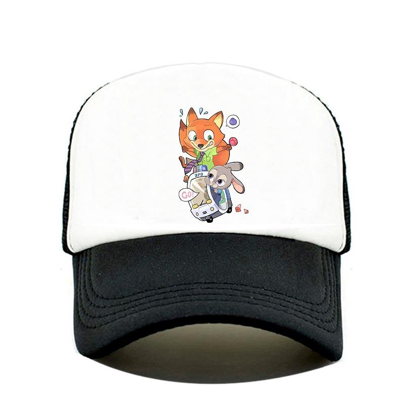 Cartoon Anime Print Baseball Cap Zootopia Judy Nick Sun Mesh Hat Men Women Adjustbale Summer Trucker Hat Outdoor Casual Golf Cap