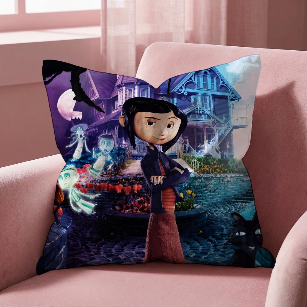 

HOT Cartoon Coraline Cushion Cover MultiScene Pillow Cover for Home Car Reversible Soft Durable for Daily Use 30X30cm