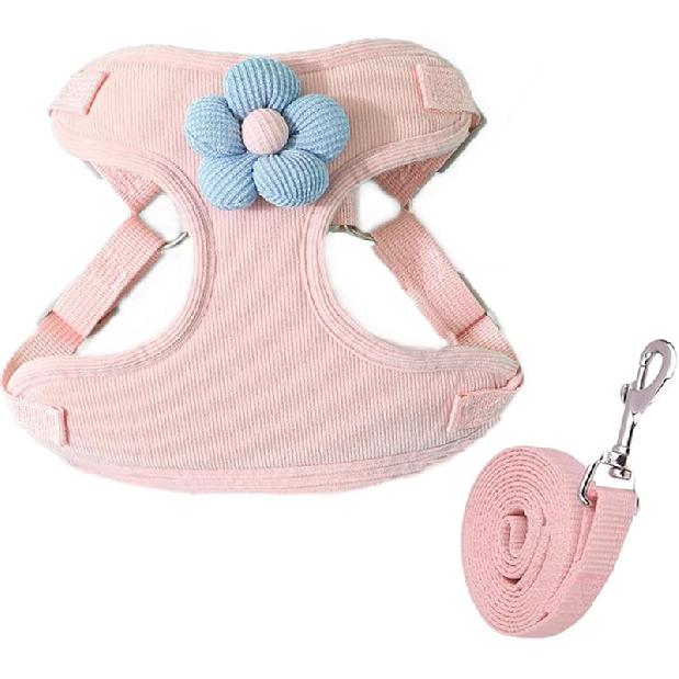 Puppy Harness & Leash Set, Soft Mesh Padded Cat Harness Cute Dog Vest for Outdoor Walking, Running M