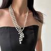 Elegant Pearl Pendant Necklace for Women Multilayer Asymmetric Necklace Luxury Charming Party Banquet Jewelry Gifts Daily Wear