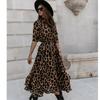 Women's Leopard Print Dress Spring Long Sleeve Lapel Lace-up Button Up Loose Casual Sexy Dress Women Summer Elegant A Line Office Ladies Long Dresses