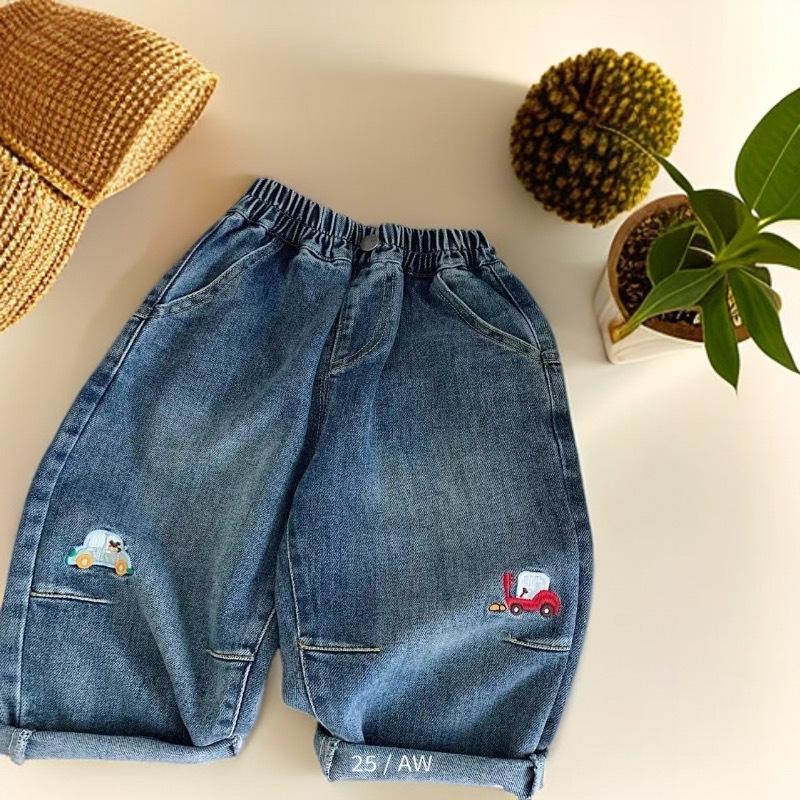 Children's Trendy Cartoon Dad Jeans - Boys' Korean Style, Season-Ready Versatile Long Pants