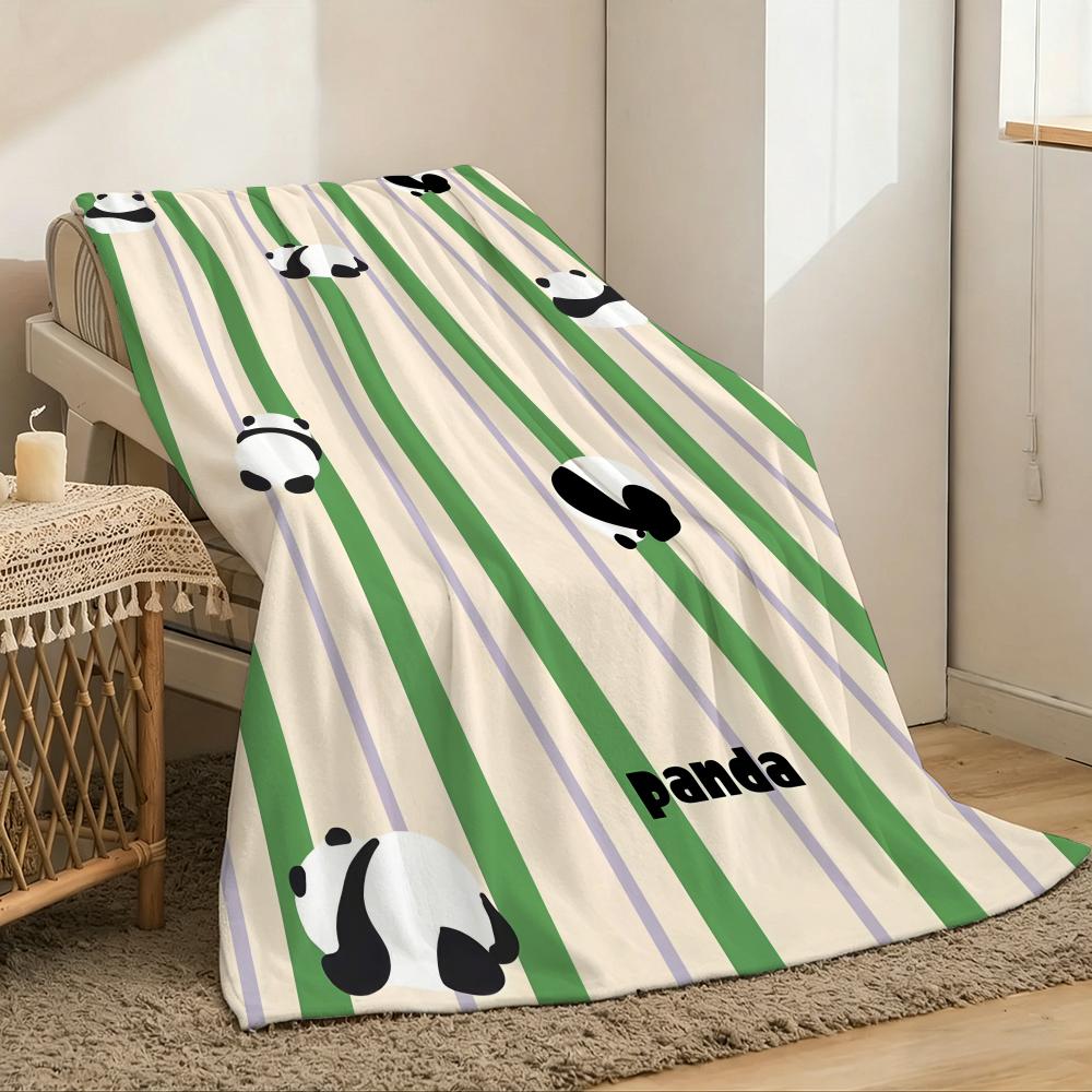Giant Panda Throw Lightweight 240G Flannel Blanket Soft Skin-Friendly For Summer Cooling