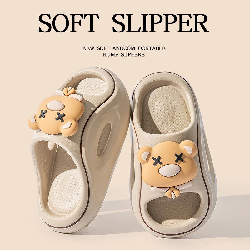 Cute Bear Children's EVA Slippers Boys and Girls New Bathroom Non-slip Indoor Soft Bottom Sandals Baby