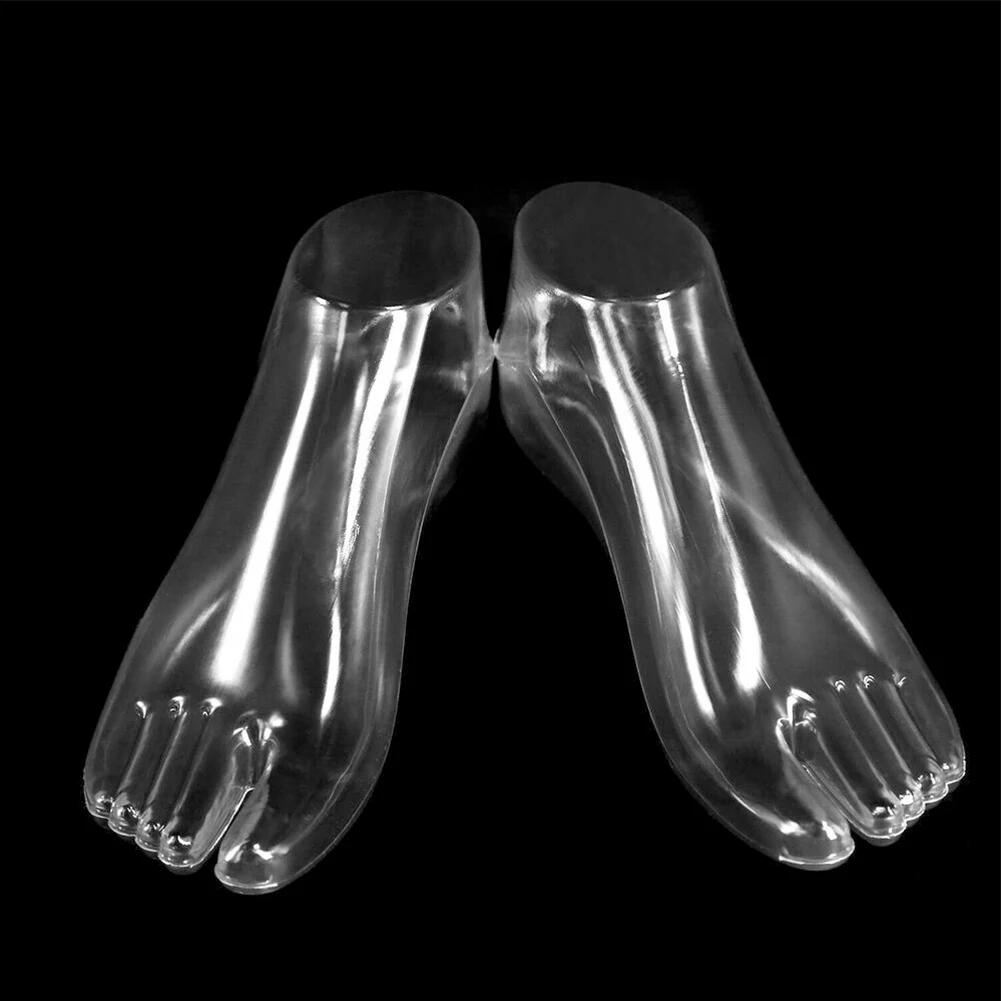 Manichino Piedi Uomo Piedi Manichino Trasparenti 22x9cm Donna Modello Fatto a Mano Strumento di Esposizione PVC Forma per Scarpe Supporto per Scarpe 1 Paio