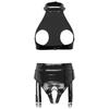Womens Patent Leather Lingerie Set Wet Look Halter Open Bust Crop Tops with Open Crotch Garter Underwear Sexy Nightwear Clubwear