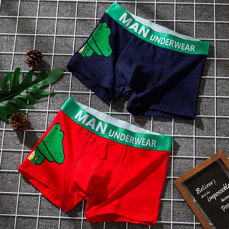 Men's Comfortable Cotton Crocodile Cartoon Print Boxer Briefs