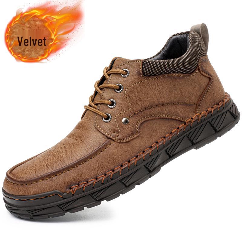 Herren Große Größe Handgenähte Leder Martin Stiefel - Lässige Herbst/Winter Kurze Arbeitsstiefel
