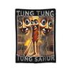 Surreal Tung Tung Tung Sahur Blankets Italian Brainrot Flannel Throw Blankets Summer Air Conditioning Personalised Soft Bedsprea